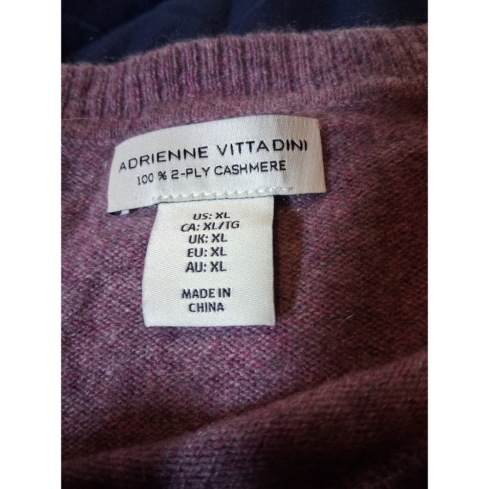 Adrienne Vittadini 100% 2-Ply Cashmere Sweater XL Mauve Pink Crew Neck Knit - Picture 4 of 6